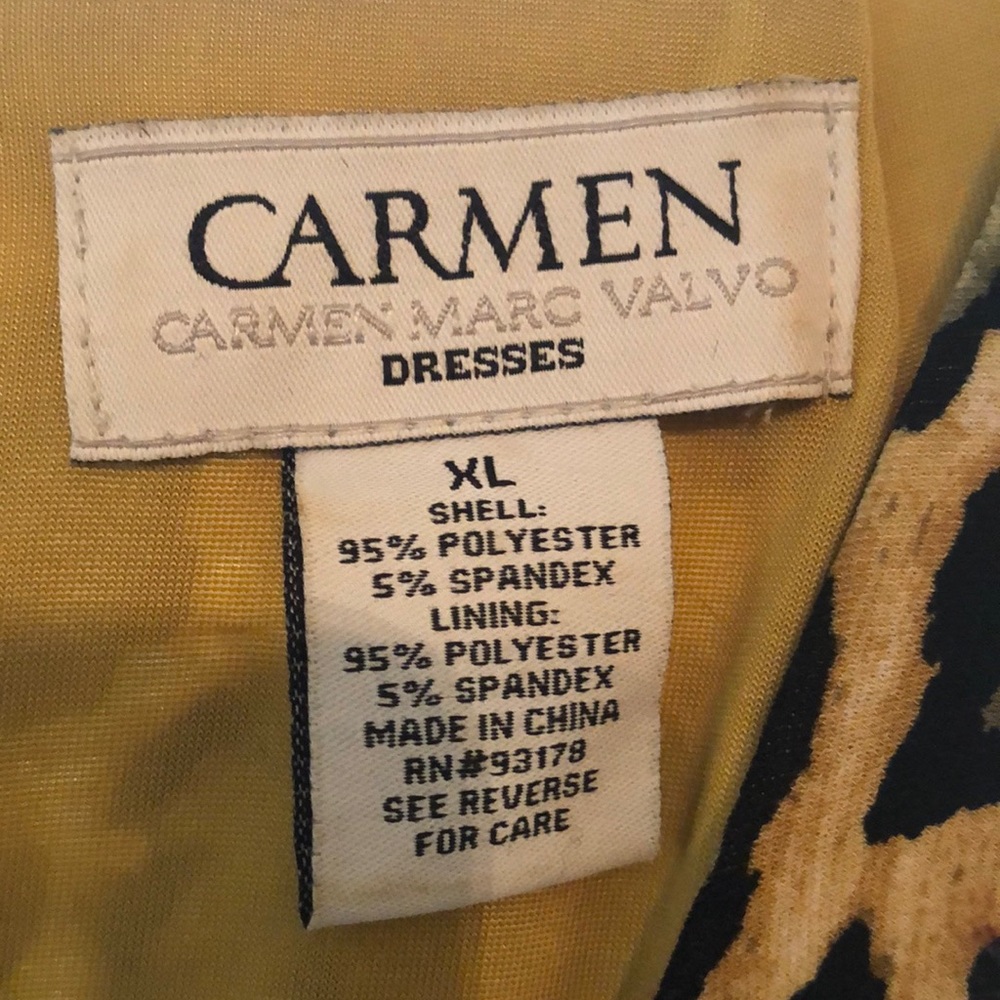 Carmen Marc Valvo leopard print maxi dress in XL
